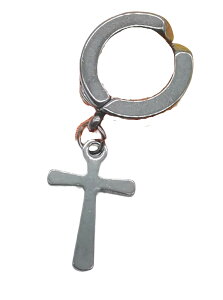 送料無料 イヤーカフ 片耳用 ユニセックス メンズ レディース 男性 女性 男女兼用 アクセサリー ファッション雑貨 十字架 クロス リング 丸形 ラウンド 大きめ 無骨 ブラック シルバーカラー