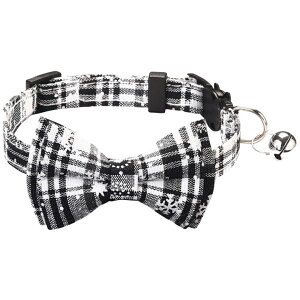 送料無料 猫用首輪 ねこ ペット用品 チェック柄 カラー チョーカー セーフティーバックル 蝶ネクタイ リボン 鈴付き おしゃれ かわいい おめかし キュート ギフト プレゼント デイリー ネコ