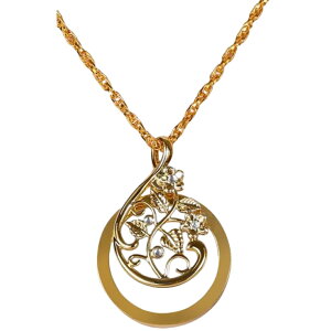 送料無料 ネックレス ペンダント 拡大鏡 ルーペ付き 4.5倍 レディース 女性用 アクセサリー ラインストーン ゴールドカラー シルバーカラー