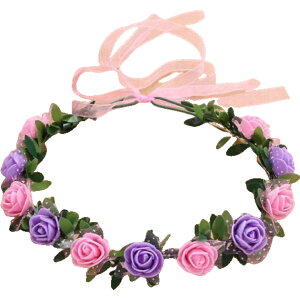 送料無料 花冠 花かんむり ヘッドドレス バラ 薔薇 フラワーティアラ レディース ウエディング フラワー ブライダルヘッドピース パーティー ティアラ 可愛い