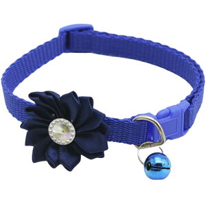 送料無料 首輪 カラー 犬用 猫用 ペット用品 ワンタッチバックル 鈴付き フラワー ラインストーン 長さ調節可能 可愛い おしゃれ 散歩 お出掛け イヌ用 ネコ用 ペットグッズ