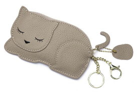 送料無料 ミニ財布 ミニ 財布 本革 コインケース ねこ モチーフ ネコ レザー コンパクト ポーチ ミニウォレット 小銭入れ 小物入れ カード キーリング バックチャーム CAT 猫 ナスカン キーホルダー 可愛い おしゃれ 大人 大人女子 プレゼント ホワイトデー クリスマス 母の