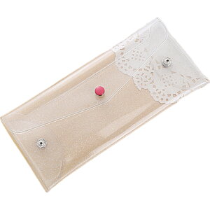 送料無料 ペンケース 筆箱 ペン入れ クリア ラメ 透明 スリム 薄型 ビニール クリアペンケース クリアポーチ かわいい おしゃれ 女子 女の子 学生 筆記用具 マルチケース