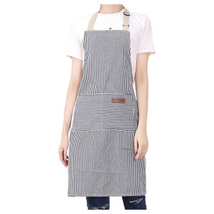 送料無料 エプロン カフェエプロン レディース メンズ 女性 男性 ポケット付き 胸当て 首掛け ストライプ ボーダー シンプル おしゃれ キッチン 台所 料理