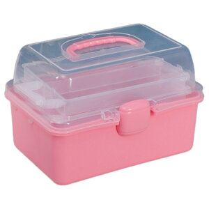 送料無料 収納ボックス 収納ケース 3段 工具箱 ツールボックス 小物収納 持ち手付き 多機能 持ち運び 仕切り クリア 文房具 薬 化粧品 ネイルツール 透明 雑貨 救急箱 学校 オフィス 家庭