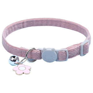 送料無料 ネコ用首輪 ネコ首輪 猫用首輪 ペット用品 ペットグッズ セーフティバックル 鈴付き コーデュロイ風 花 フラワー チャーム 猫 ねこ ネコ シンプル かわいい キュート カジュアル