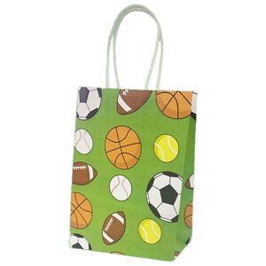 送料無料 紙袋 手提げ ペーパーバッグ 4枚セット ギフトバッグ ラッピングバッグ 縦21cm 横幅15cm プレゼント用 ギフト用 紙手提げ サッカー 野球 バスケ ラグビー ボールモチーフ