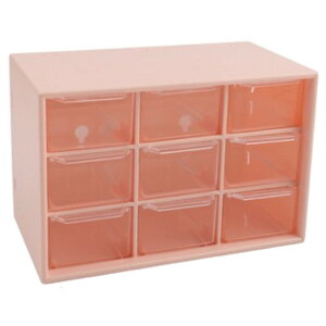 送料無料 収納ボックス 収納ケース 収納グッズ 小物入れ 3×3 引き出し 透明 卓上 机上 防塵 コンパクト 小さめ 小型 文房具 化粧品 シンプル 単色 インテリア