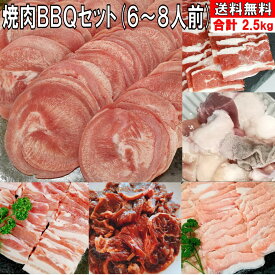 焼肉セット バーベキュー肉 2.5kg 焼き肉 バーベキュー 食材 BBQ 肉 焼肉セット タン ハラミ牛カルビ 豚カルビ 豚バラ 豚トロ バーベキュー肉 豚肉 焼肉 BBQ食材セット 送料無料 6〜8人前