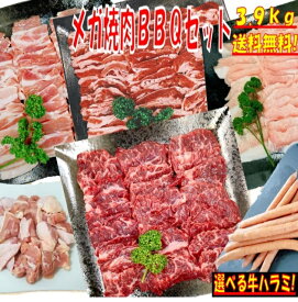 焼き肉 バーベキュー 食材 3.9kg BBQ 肉 焼肉セット 牛カルビ 牛バラ 牛ハラミ 豚カルビ 豚バラ 鶏もも肉 バーベキュー 肉 豚トロ 焼肉 ウインナー ソーセージ 豚肉 鶏肉 牛肉 送料無料 12〜15人前