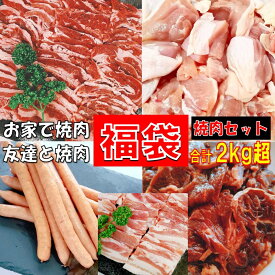 福袋 肉 2.15kg 焼き肉 バーベキュー 食材 BBQ 肉 福袋 焼肉セット 牛カルビ 牛バラ 牛ハラミ タレ漬け 豚バラ 鶏もも肉 バーベキュー肉 ウインナー ソーセージ BBQ食材セット 焼肉 豚肉 鶏肉 牛肉 送料無料 6〜8人前