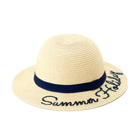 帽子 子供 こども ジュニア 麦わら帽子 つば広 春夏 日除け UV対策 刺繍 ステッチ 熱中症対策 通気性 キッズブレードハット 帽子屋 ケースタ