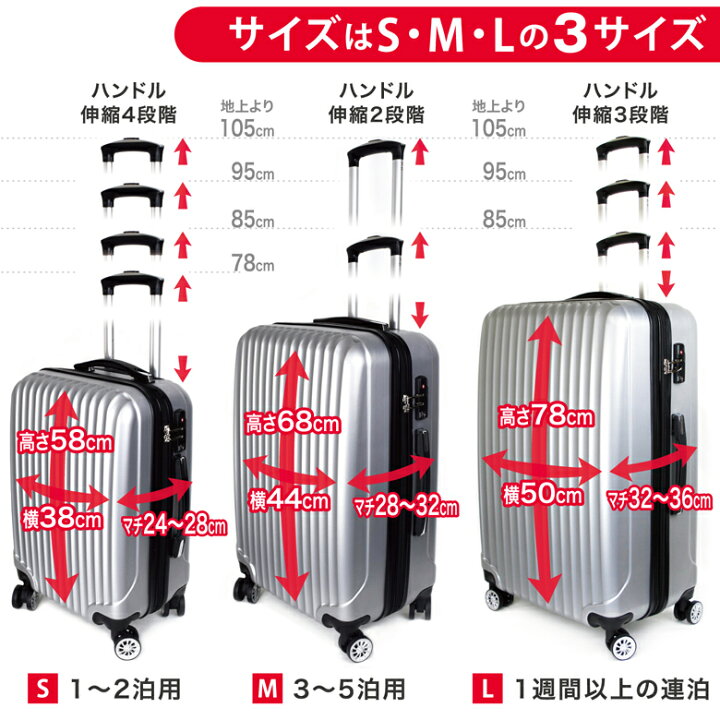 楽天市場 あす楽対応 一部地域不可 神戸リベラル Ykkファスナー使用 Liberal 軽量 S M Lサイズ スーツケース キャリーバッグ 容量アップ 8輪キャスター Tsaロック付き Sサイズ 神戸元町 リベラル 楽天市場店