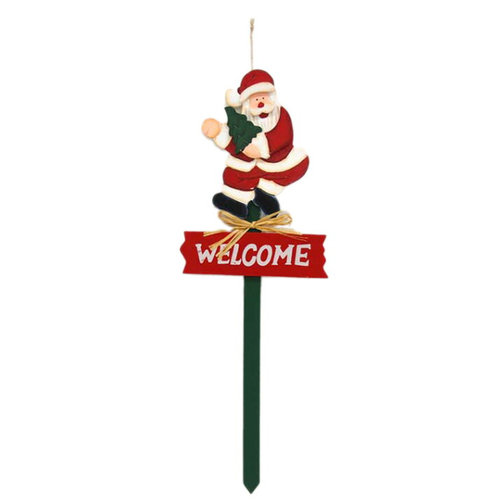 楽天市場】【I2】クリスマスガーデンピック welcome 特大 木製 造園 
