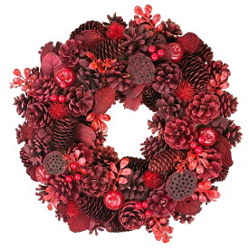 クリスマスリース Lサイズ レッド 赤 玄関 部屋 北欧 ナチュラル 手作り 豪華 品 おしゃれ 飾り 装飾 かわいい ドア 壁掛け 天然素材 花 造花 インテリア プレゼント リース ナチュラルリース アップル