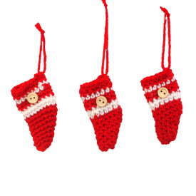 【A3】ミニミニクリスマスオーナメント3個セット ソックスレッド クリスマスツリー 不織布 温かい かわいい おしゃれ 北欧 ナチュラル 飾り 装飾 雑貨 ハンギング デコレーション インテリア 靴下 ボタン ニット ウィンター