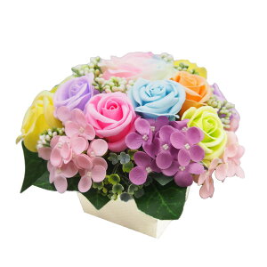 ソープフラワーボックス シャボンフラワー 造花 花束 玄関 おしゃれ ギフト プレゼント 薔薇 バラ ローズ ソープ 石鹸 香り メッセージカード付き インテリア ホワイトデー 母の日 父の日 結
