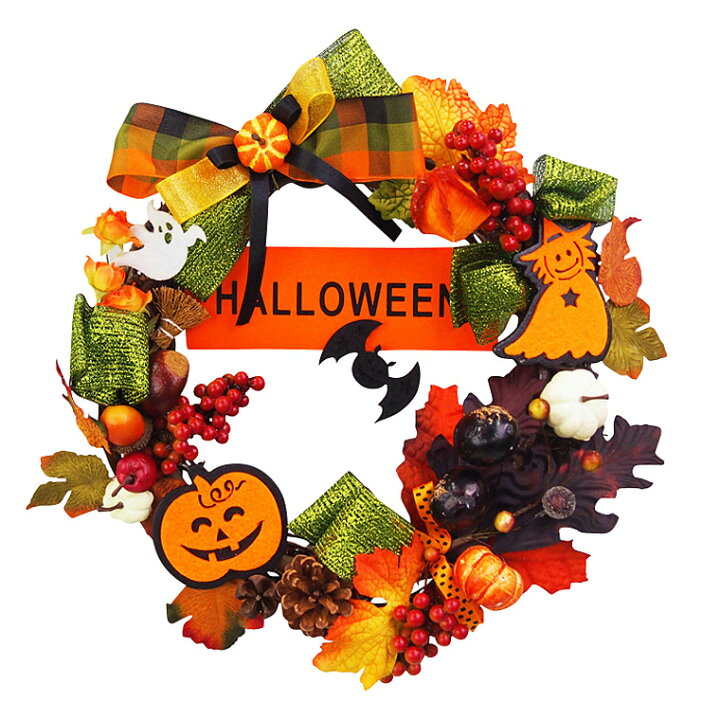 楽天市場 ハロウィンリース25cmhalloweenオレンジプレート ハロウィーン ナチュラル かぼちゃ パンプキン こうもり おばけ ゴースト 魔女 ウィッチ 玄関 おしゃれ かわいい 飾り付け 壁 壁面 コスプレ パーティー ハロウィン 装飾 飾り 国内生産 ジョリーコーラル 神戸