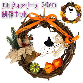 ハロウィンリースキット 20cm 手作りキット カボチャ パンプキン おしゃれ かわいい 玄関 卓上 ハロウィーン 飾り付け 装飾 店舗 雑貨 壁 秋 インテリア かぼちゃ ハロウィン 子供 キット 簡単 手作り 工作 キット