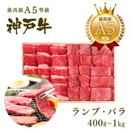 A5等級 神戸牛 特選赤身・カルビ 焼肉セット(焼き肉セット) 400g〜1kg BBQ ◆焼肉 プレゼント ギフト お…