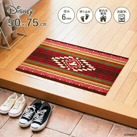 Disney Mat Collection ディズニー 玄関マット Mickey/ミッキー キリム レッド 50 × 75 cm | 屋外 外 洗える 丸洗い 薄型 おしゃれ かわいい ずれない 滑り止め エントランスマット ドアマット 国産 日本製 クリーンテックス Kleen-Tex