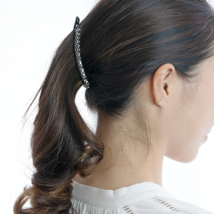 バナナクリップ ラインストーン まとめ髪 キラキラ シンプル スタイリッシュ スリム バレッタ ヘアアクセサリー ヘアクリップ 上品 大人 送料無料 髪飾り 品質満点 スリム