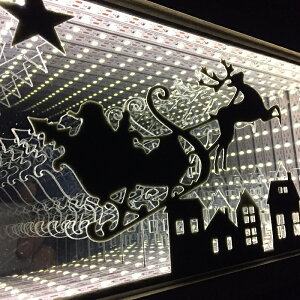 全長約32.2cm! シーンミラーライトスタンド 室内用 USB接続可能 LED点灯 装飾 X'mas 飾り トナカイ おもちゃ プレゼント グッズ クリスマス