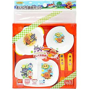 レック アンパンマン まいにち 食器セット (4点セット) / 電子レンジ ・ 食洗器 ・ 煮沸消毒 OK/子供用 / おもちゃ プレゼント 誕生日
