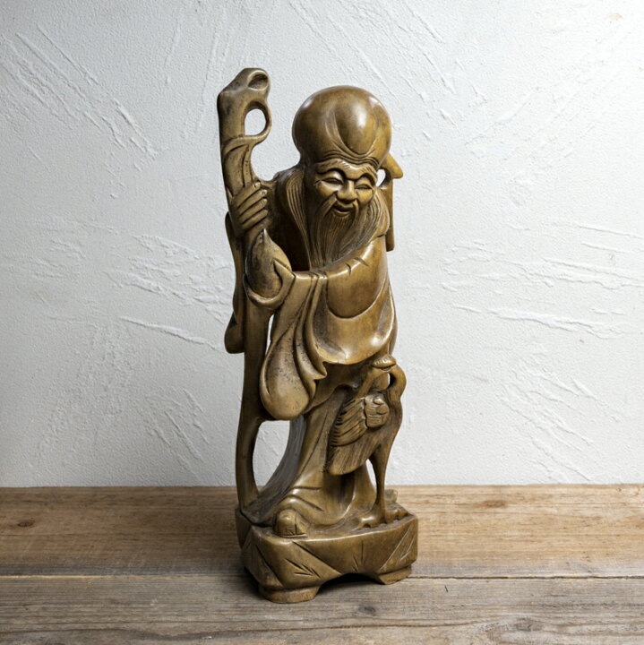 楽天市場】骨董○木彫福禄寿置物○黄楊 / 木製 | 中国古美術 | 清朝 