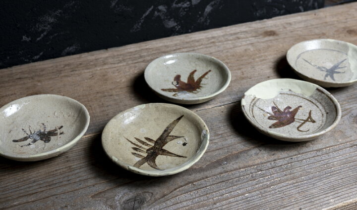 楽天市場】骨董○古志野葉文小皿5枚○絵志野 / 発掘品 | 桃山時代頃-16 