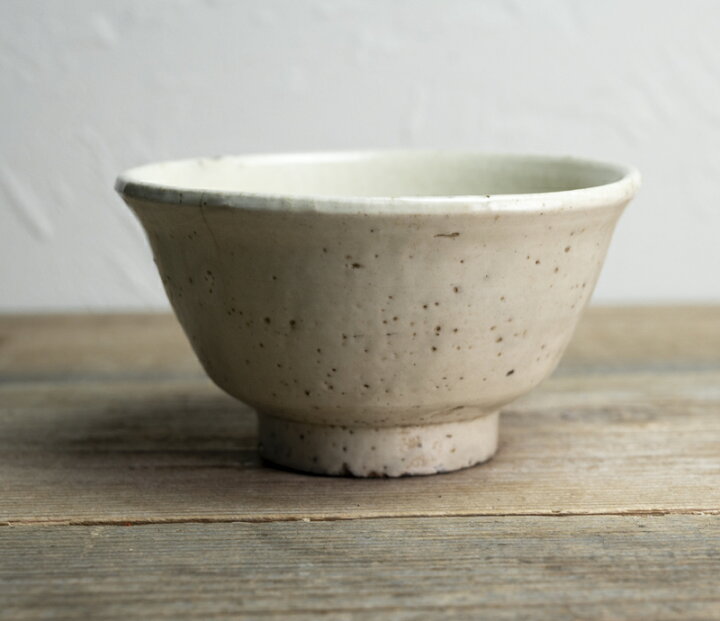茶碗□お茶の先生所蔵品 平茶碗 李朝茶碗 白磁粉引 雨漏り手 時代物 