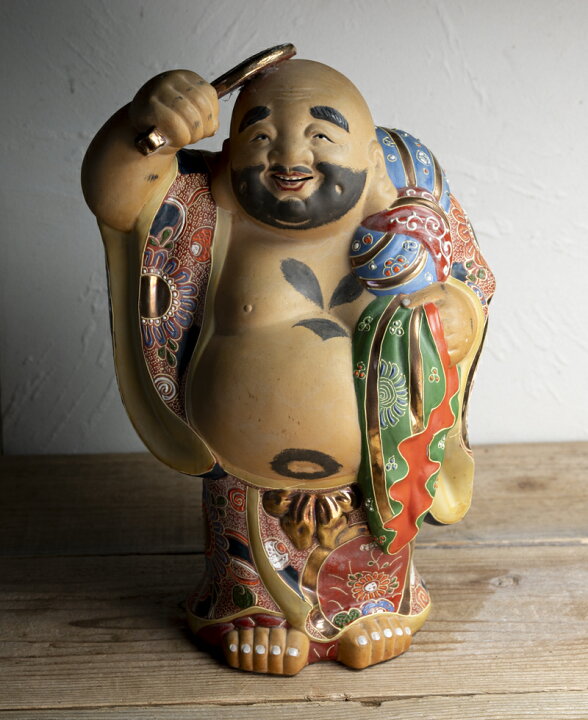 楽天市場】窯製○九谷焼色絵布袋尊像○九谷成山堂 | 大型置物 | 昭和頃 