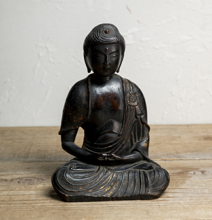 楽天市場】骨董○木彫阿弥陀如来坐像○木製 / 漆金箔 | 室町時代頃 