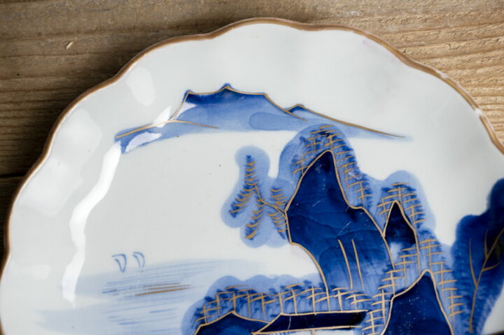 楽天市場】骨董○古伊万里染付山水図皿○W20.7cm | 江戸後期-19世紀頃 