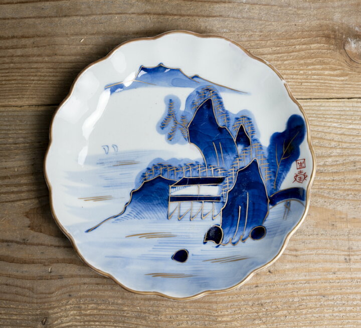 楽天市場】骨董○古伊万里染付山水図皿○W20.7cm | 江戸後期-19世紀頃 