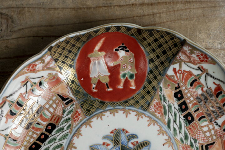 楽天市場】骨董○古伊万里金襴手南蛮人文皿○W24cm | 南蛮船 / 五艘線 