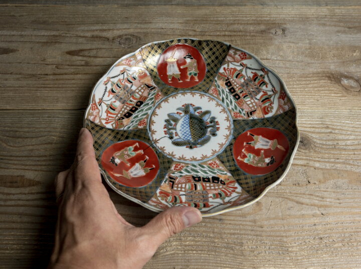 楽天市場】骨董○古伊万里金襴手南蛮人文皿○W24cm | 南蛮船 / 五艘線 