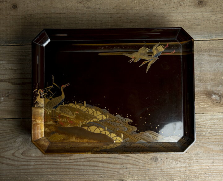 楽天市場】骨董○金蒔絵波に鶴文香炉台○W39.3cm | 江戸後期-19世紀頃 