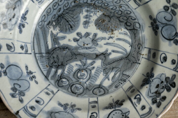 楽天市場】中国古玩 / 唐物○古染付芙蓉手鹿文皿○青花 / 呉須 | 明朝 