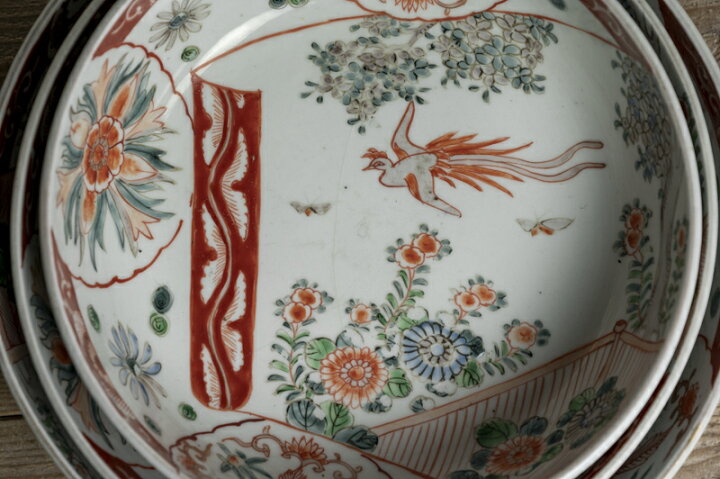 楽天市場】骨董○古伊万里色絵鳳凰文三つ組鉢○3個セット / 一番大型 