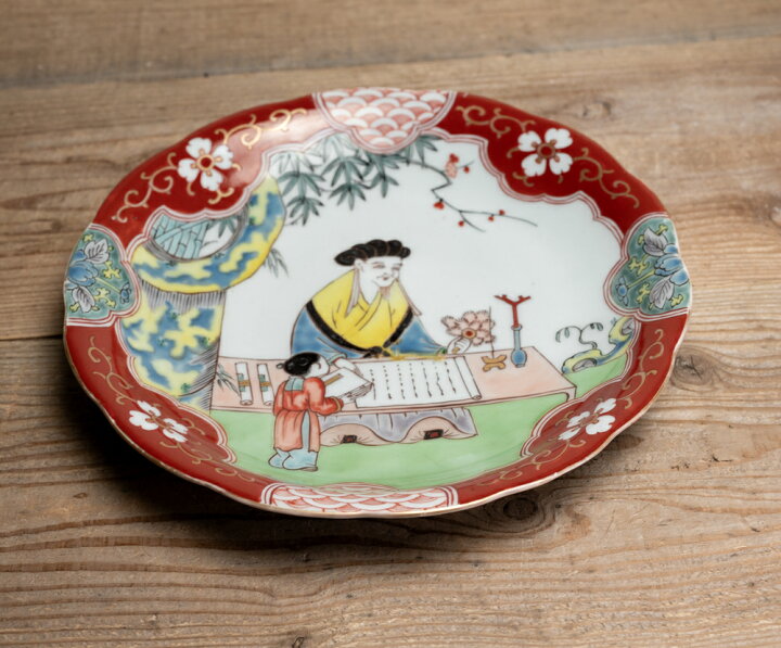 楽天市場】骨董○古伊万里色絵唐人図皿 / 27cm○輪花皿 | 江戸時代-19 