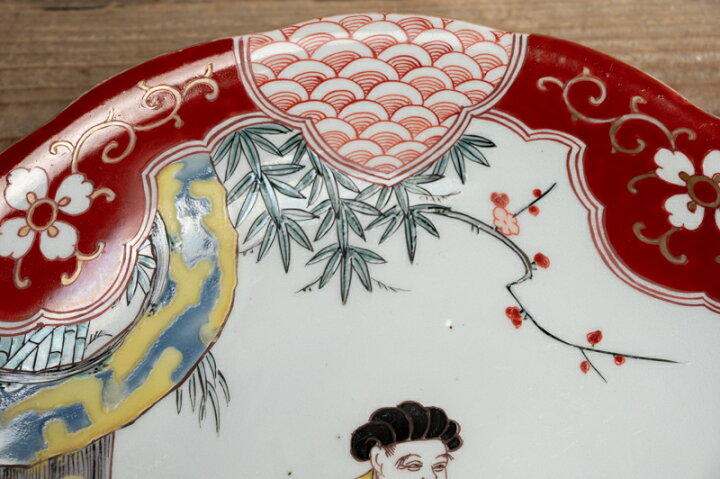 楽天市場】骨董○古伊万里色絵唐人図大皿 / 32cm○輪花皿 | 江戸時代 