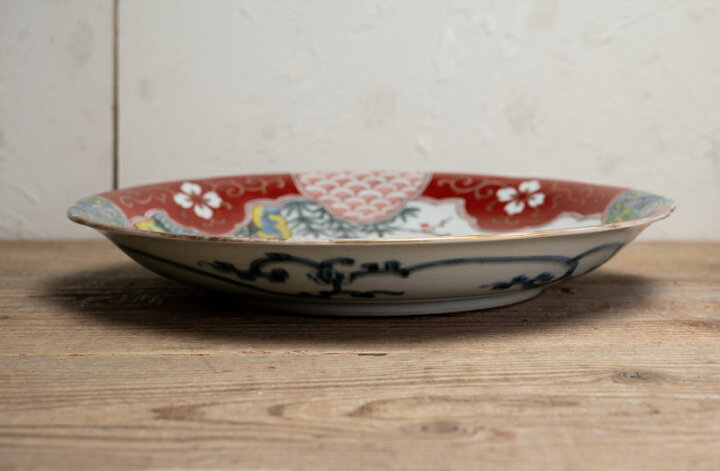 楽天市場】骨董○古伊万里色絵唐人図大皿 / 32cm○輪花皿 | 江戸時代 