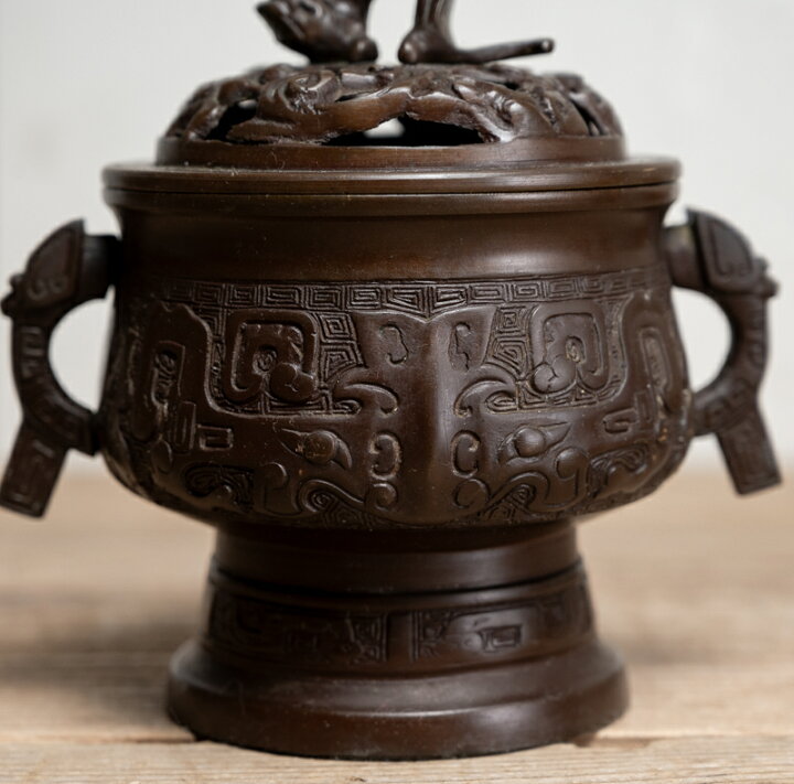 楽天市場】骨董○銅器陽刻香炉○饕餮文 / 甘龍 | 20世紀頃 | 香炉 