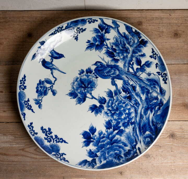 楽天市場】骨董○伊万里染付花鳥文大皿○51cm | 明治時代-19世紀頃 