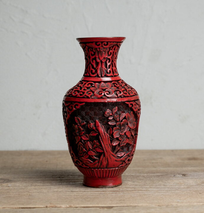 楽天市場】骨董○堆朱花文花瓶○堆朱 / 銅製 / 陰刻文 | 20世紀頃  