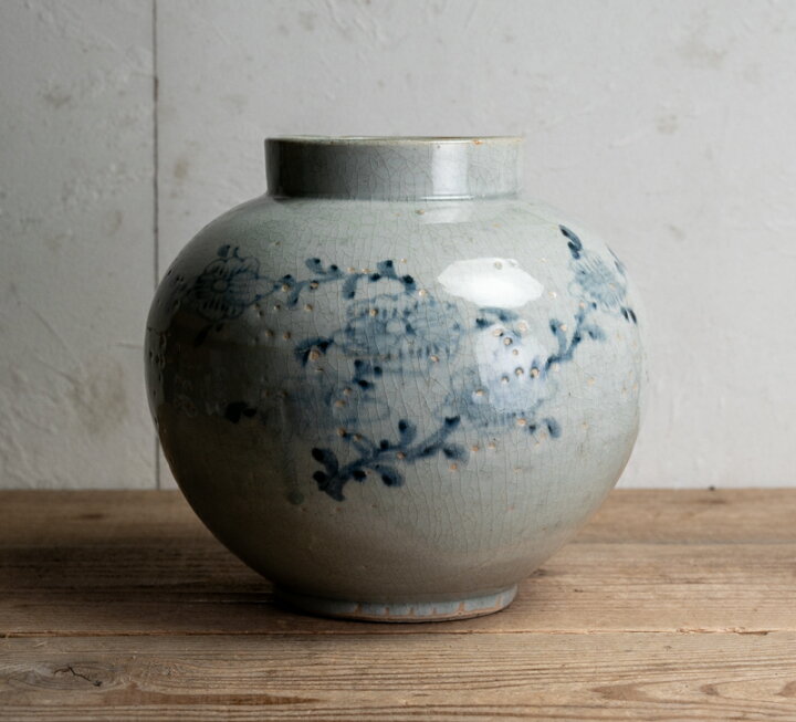 楽天市場】骨董○李朝染付花文壺○ | 李朝後期-19世紀頃 | 磁器 | 花器 
