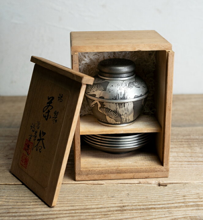 楽天市場】骨董○錫半茶器○茶入れ / 茶托セット / 共箱付 | 20世紀頃 