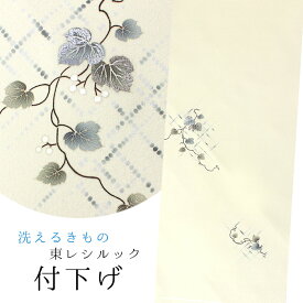 【東レシルック】付下げ t86薄アイボリー／蔦　刺繍有【付下げ】【反物】【送料無料】【大久保信子】