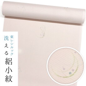 【ワンランク上のお仕立て付き価格】【東レシルック洗える着物】絽小紋rk484【洗える夏着物】【送料無料】絽ちりめん　サーモンピンク色／つゆ芝に水玉